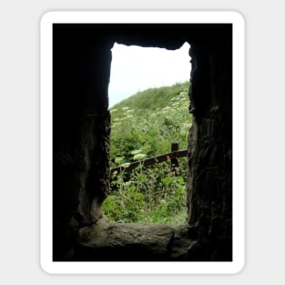 The Gardens Through a Stone Window - Dunnottar Castle Sticker